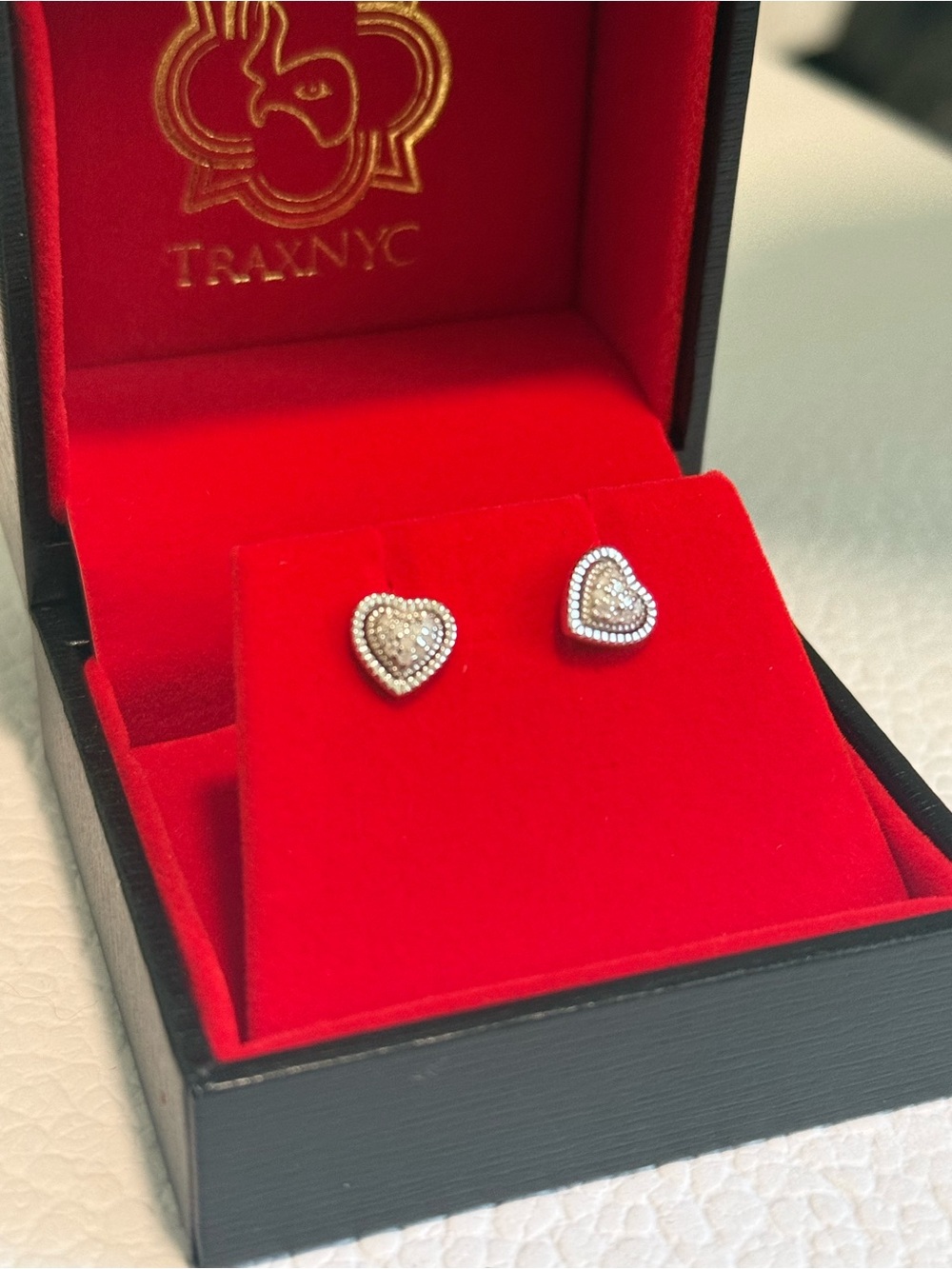 TraxNYC Heart Shaped Stud Earrings - Silver